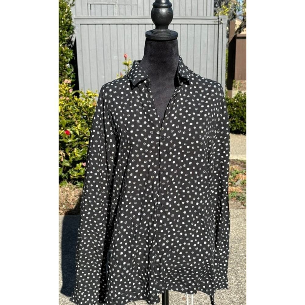 The Kooples Paris Black & White Button-Up Shirt –Viscose Large, Men’s Meteor